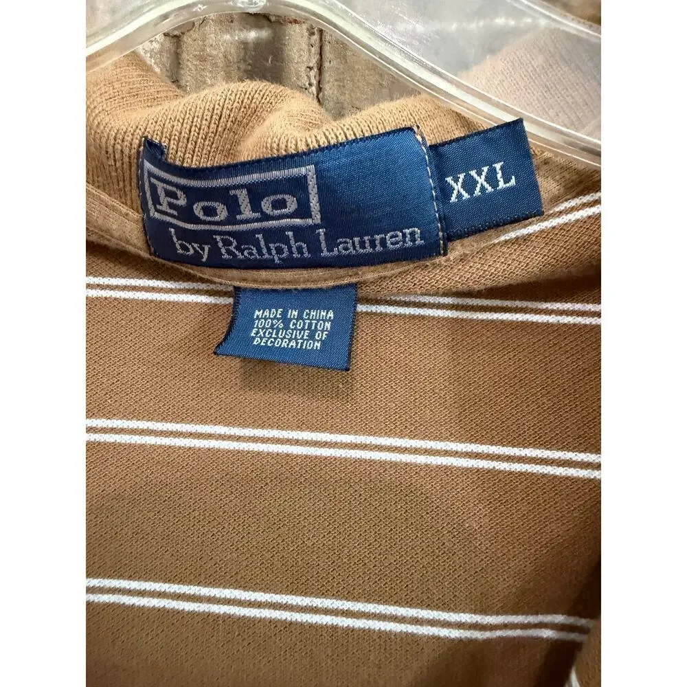 Polo Ralph Lauren Mens Brown Stripe Green Pony Logo Size XXL Preppy Casual